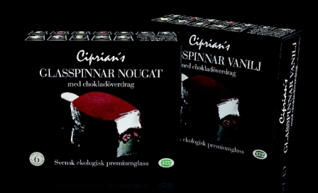 Ciprians ekologiska gräddglasspinnar med smak av nougat och vanilj